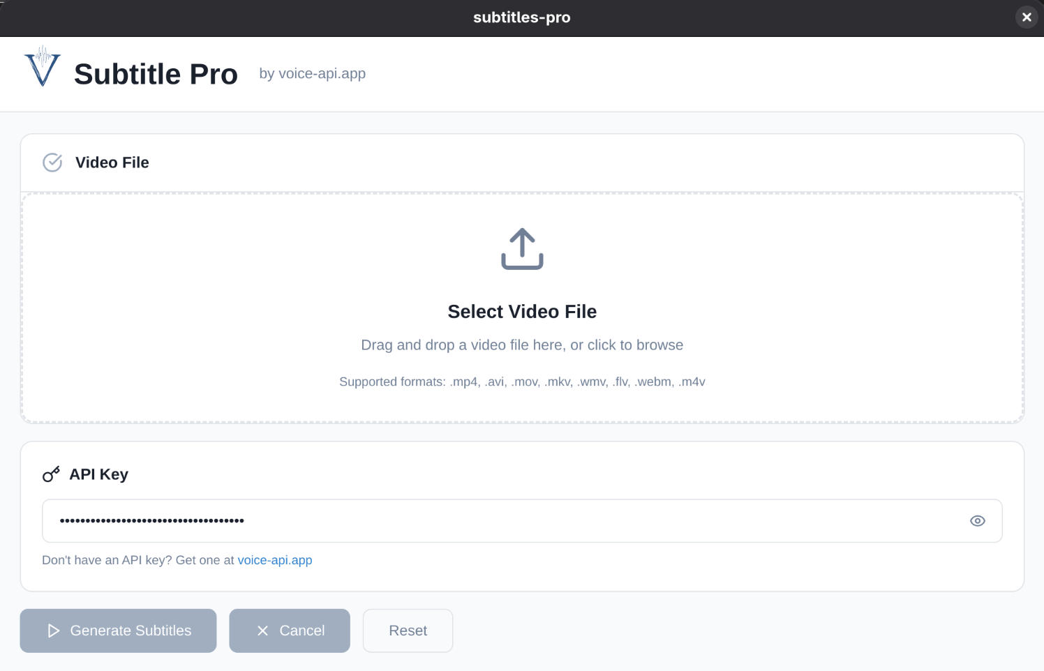 Screenshot: Subtitle Pro Main Window